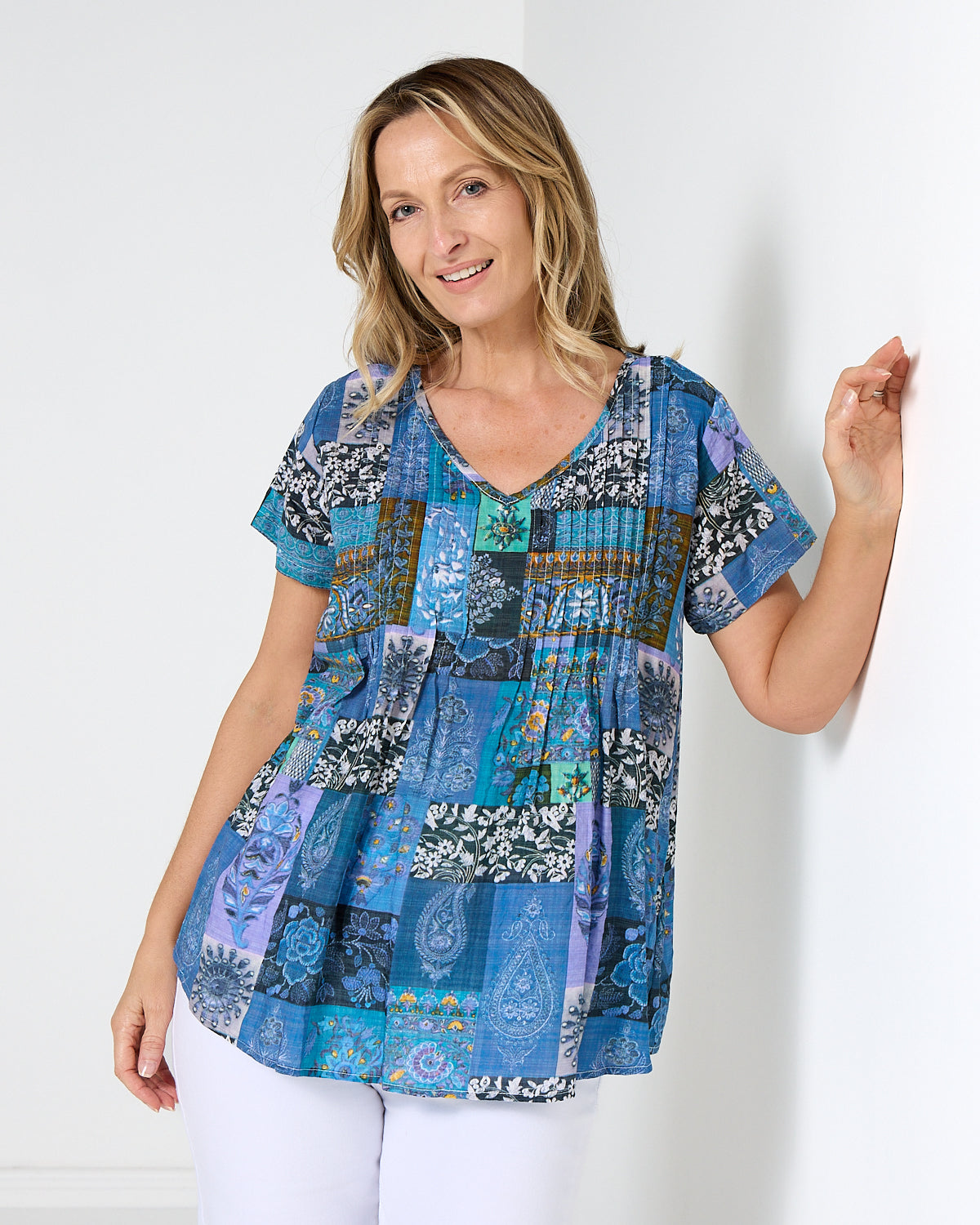 Carmody Top - Blue Mosaic