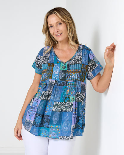 Carmody Top - Blue Mosaic