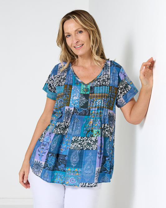 Carmody Top - Blue Mosaic