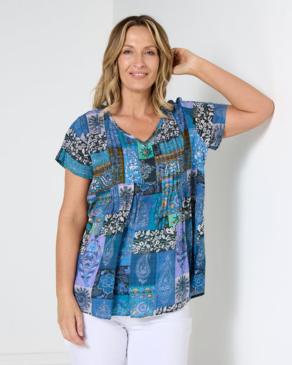 Carmody Top - Blue Mosaic