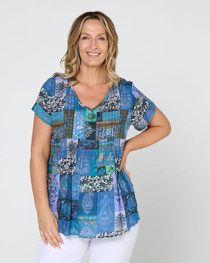 Carmody Top - Blue Mosaic