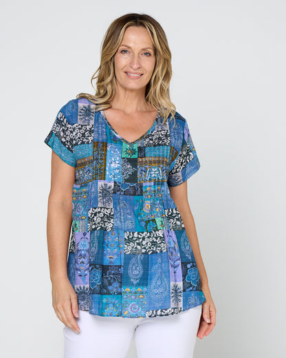 Carmody Top - Blue Mosaic