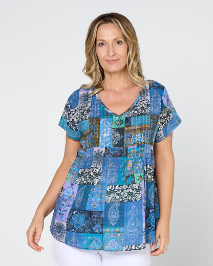 Carmody Top - Blue Mosaic