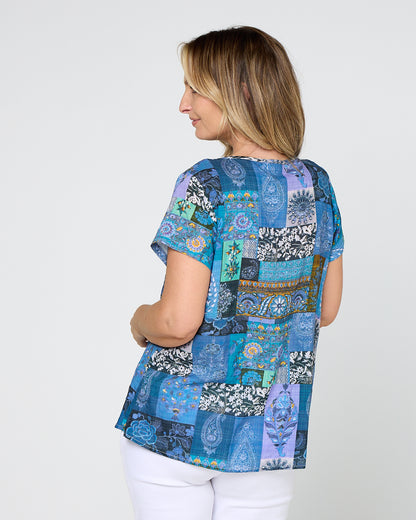 Carmody Top - Blue Mosaic
