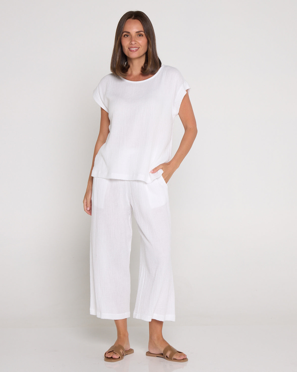 Tarin Cotton Cheesecloth Top - White