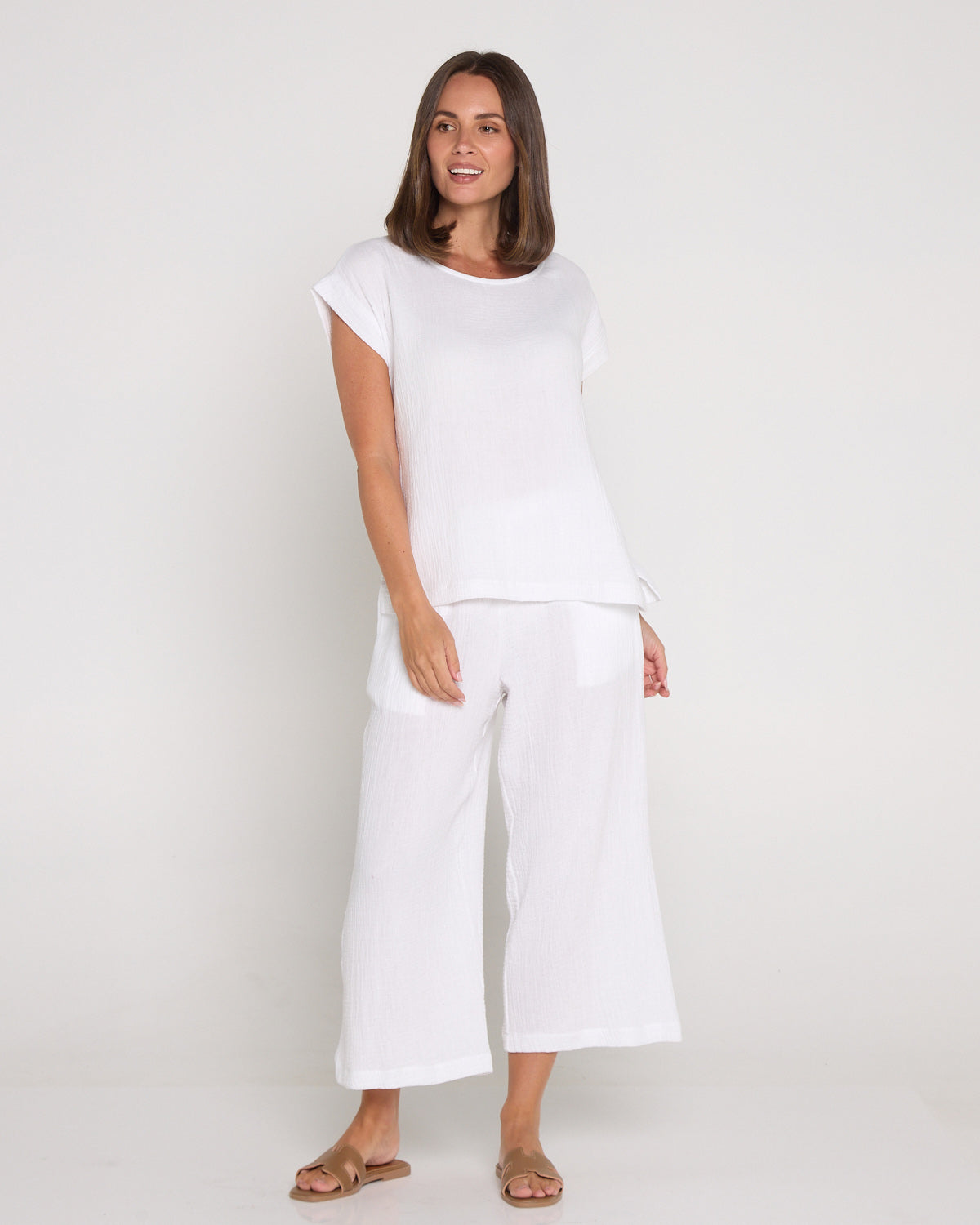 Tarin Cotton Cheesecloth Top - White