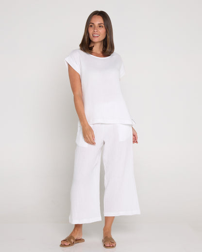 Tarin Cotton Cheesecloth Top - White