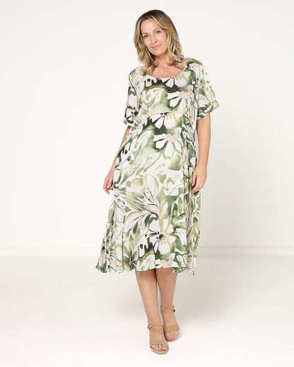 Wellington Dress - Green Print