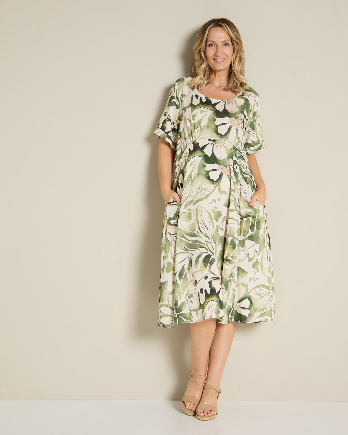 Wellington Dress - Green Print