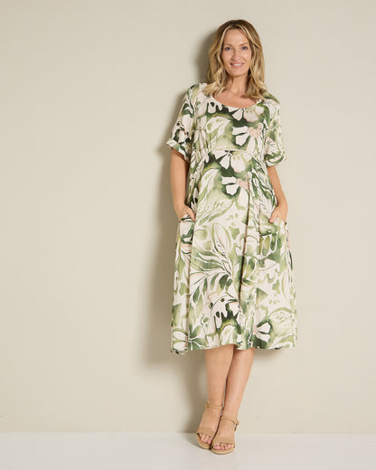 Wellington Dress - Green Print