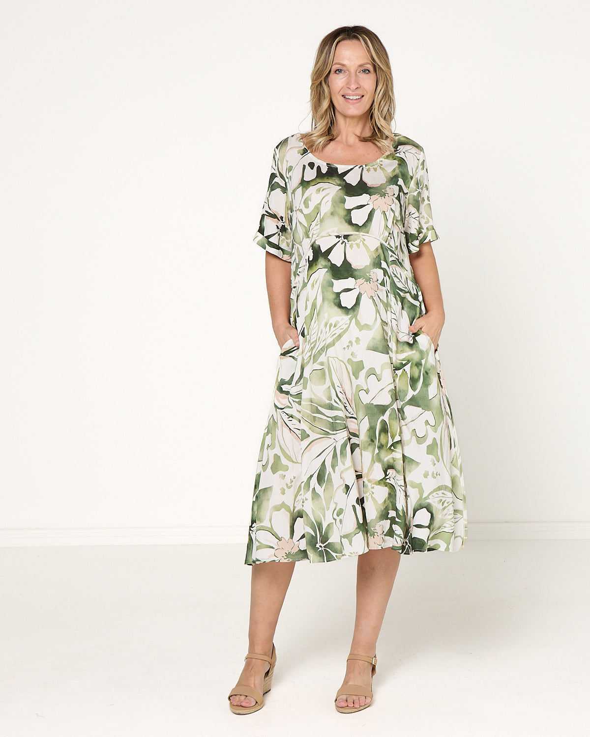Wellington Dress - Green Print