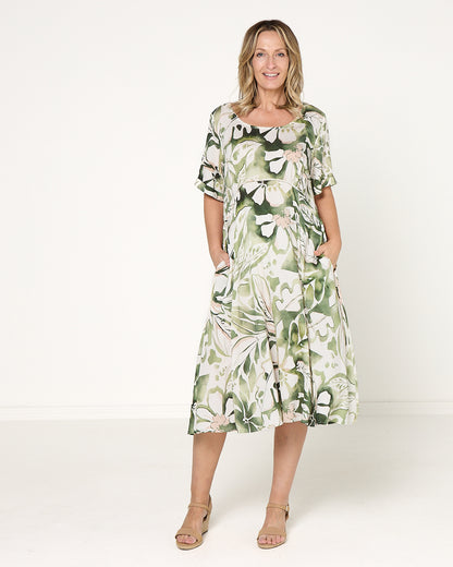 Wellington Dress - Green Print
