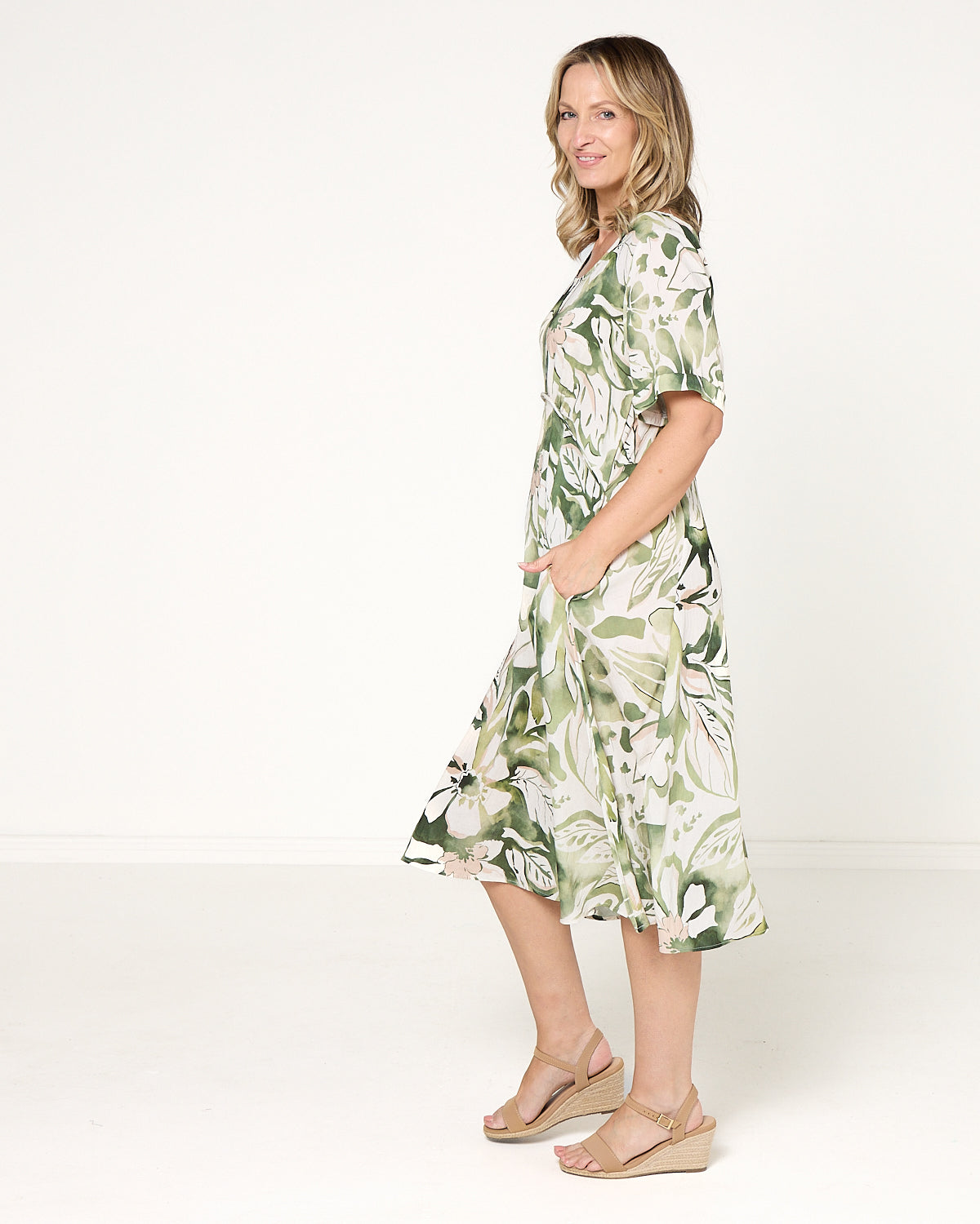 Wellington Dress - Green Print