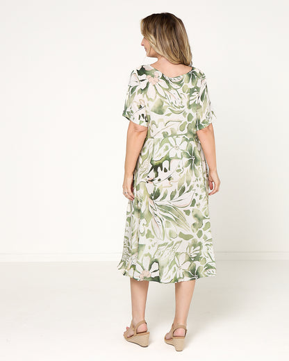 Wellington Dress - Green Print