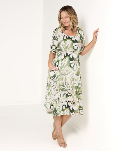 Wellington Dress - Green Print