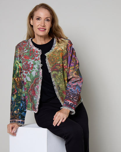 Spada Fringed Jacket - Olive Print