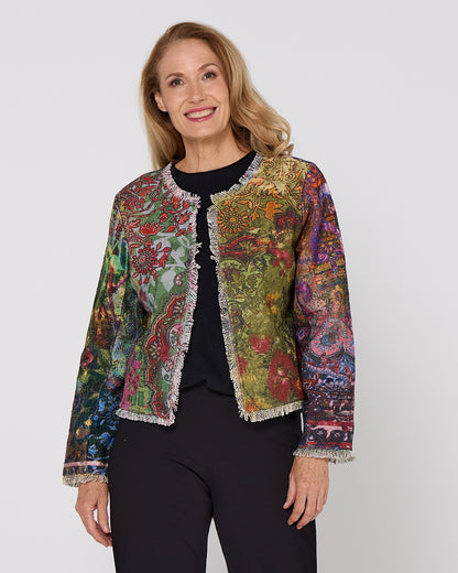 Spada Fringed Jacket - Olive Print