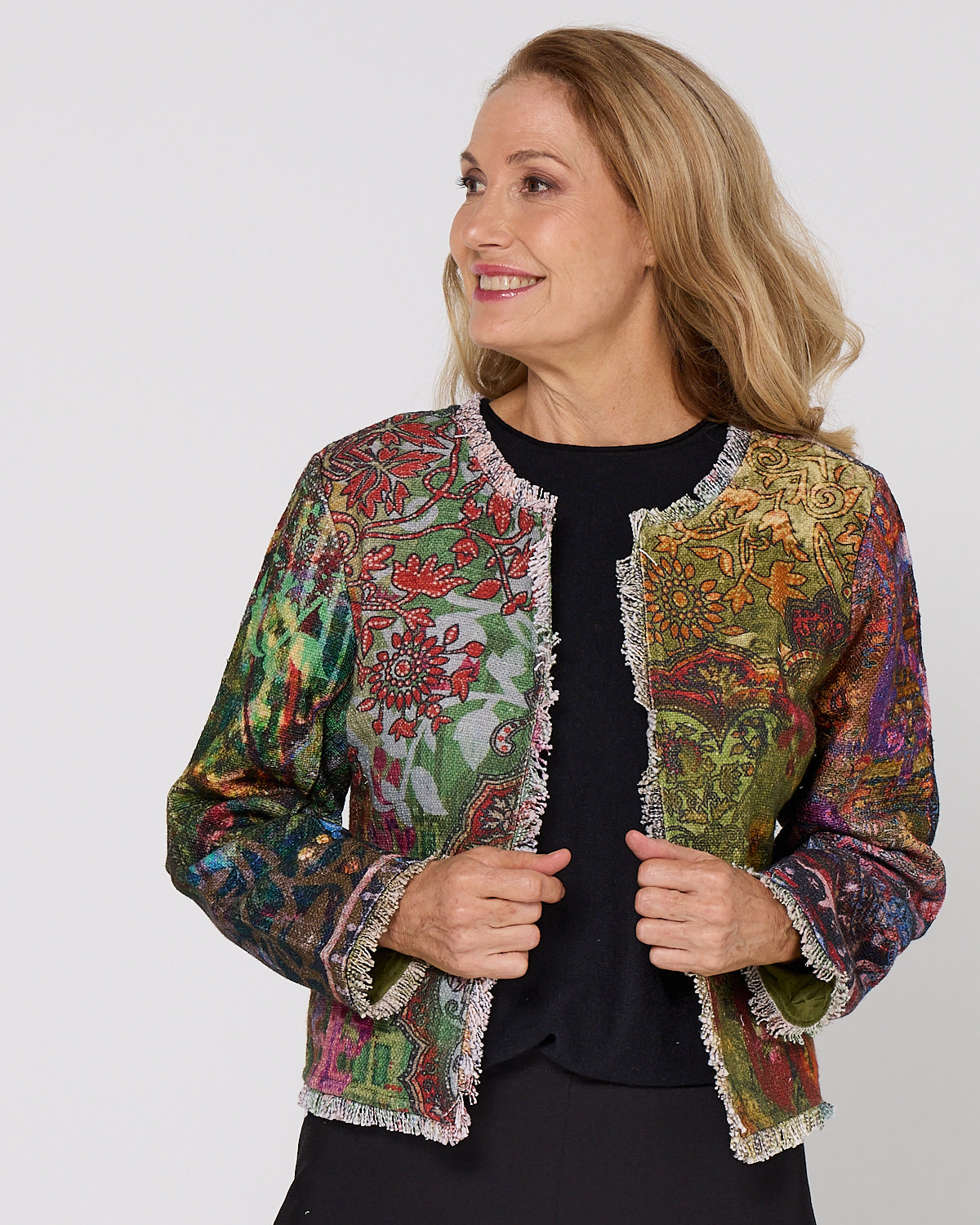 Spada Fringed Jacket - Olive Print