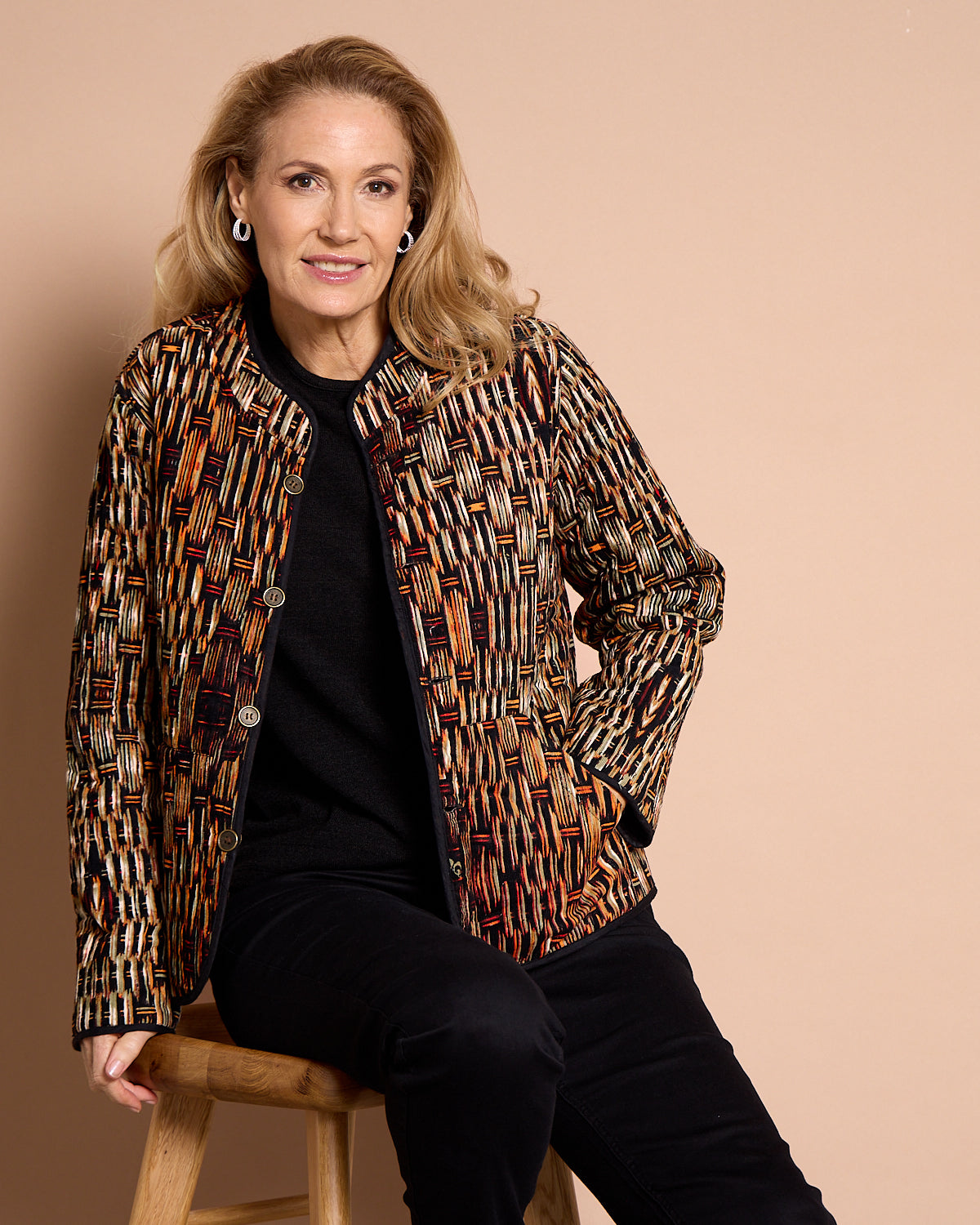Dagomba Reversible Quilted Jacket - Brown Print