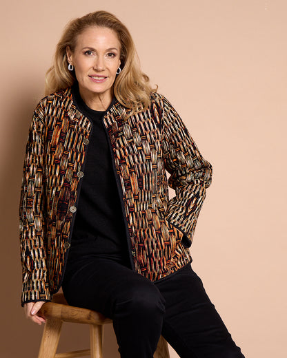 Dagomba Reversible Quilted Jacket - Brown Print