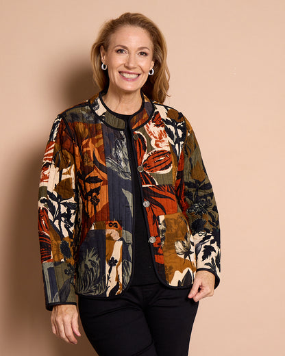 Dagomba Reversible Quilted Jacket - Brown Print