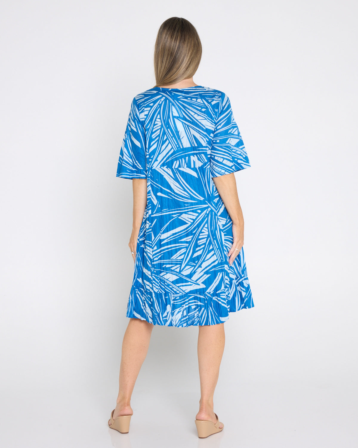 Charli Cotton Tassel Tie Dress - Mono Jungle Blue