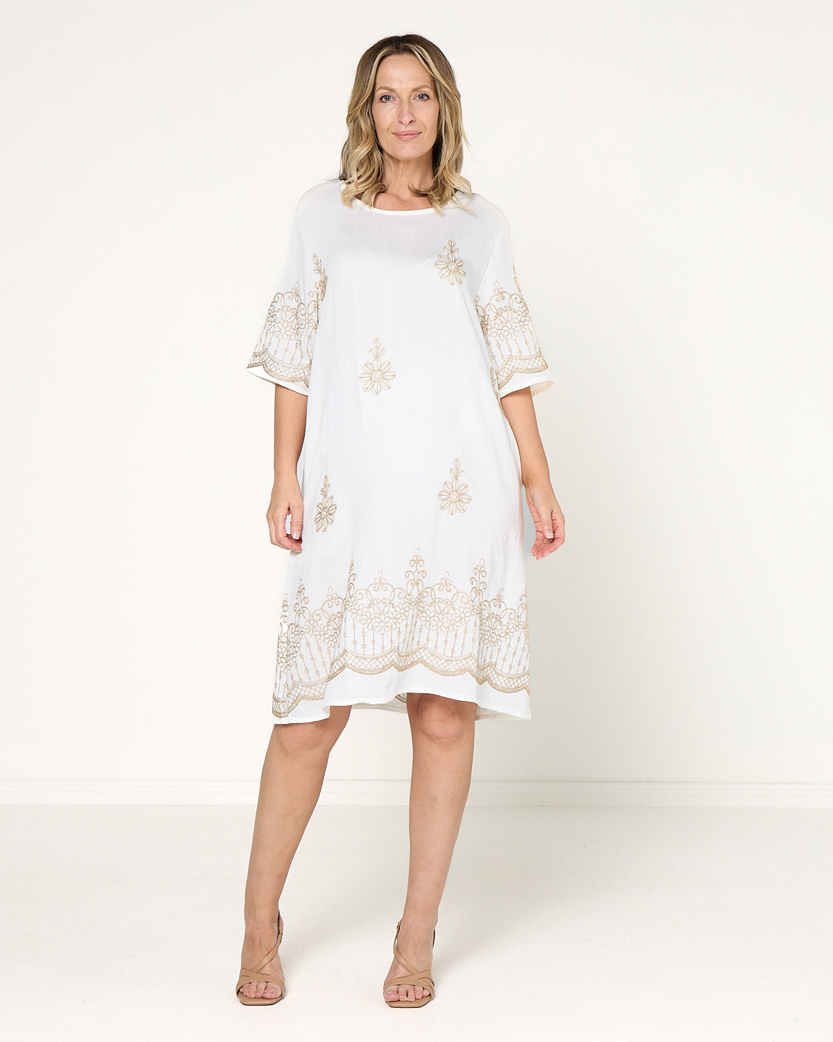 Zinnia Embroidered Dress - Ivory