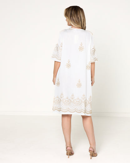 Zinnia Embroidered Dress - Ivory