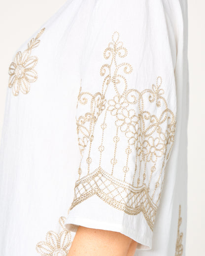 Zinnia Embroidered Dress - Ivory