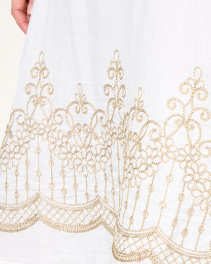 Zinnia Embroidered Dress - Ivory