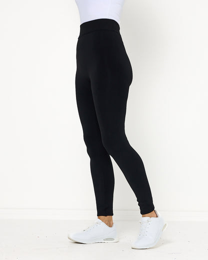 Delicious Fur Lined Leggings - Black