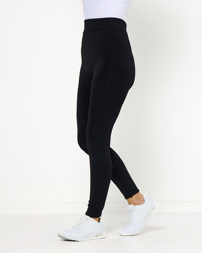 Delicious Fur Lined Leggings - Black