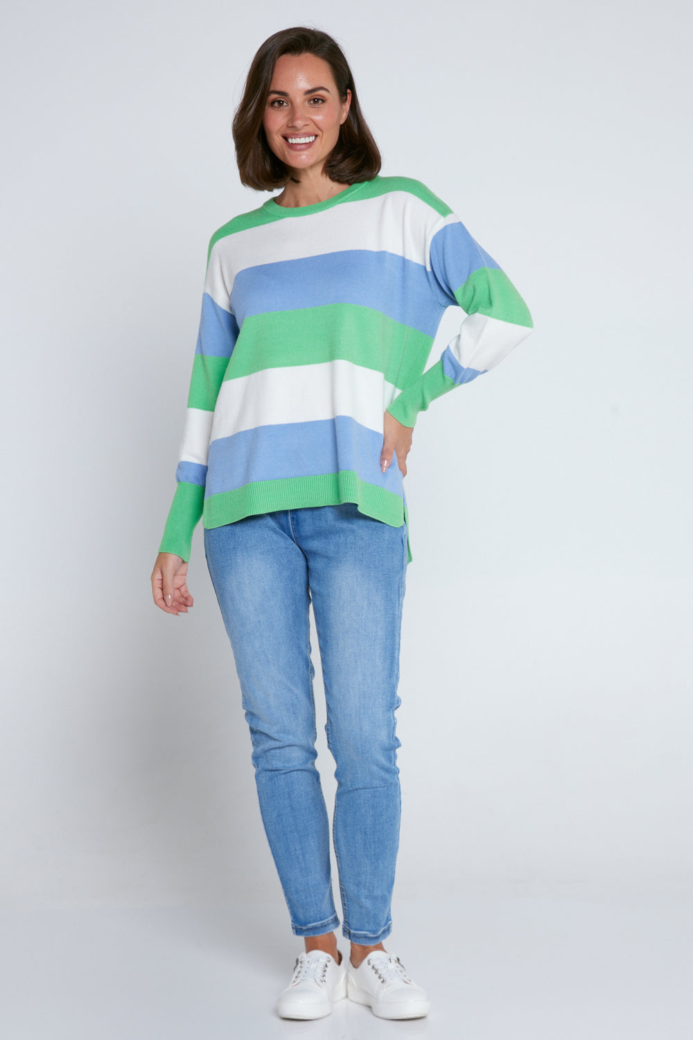 Hallie Stripe Knit - Meadow/Hydrangea/Pearl