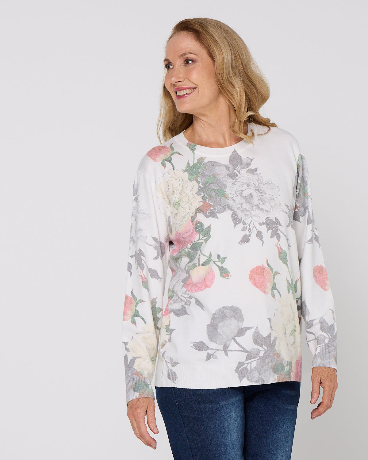 Mabel Knit - Floral Garden White