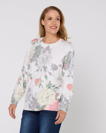 Mabel Knit - Floral Garden White
