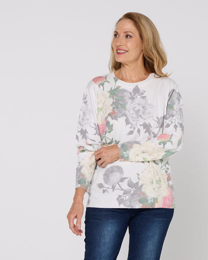 Mabel Knit - Floral Garden White