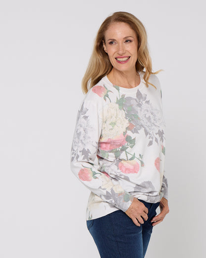 Mabel Knit - Floral Garden White