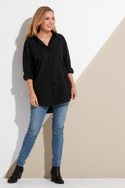 The Tulio Cotton & Linen Shirt - Black