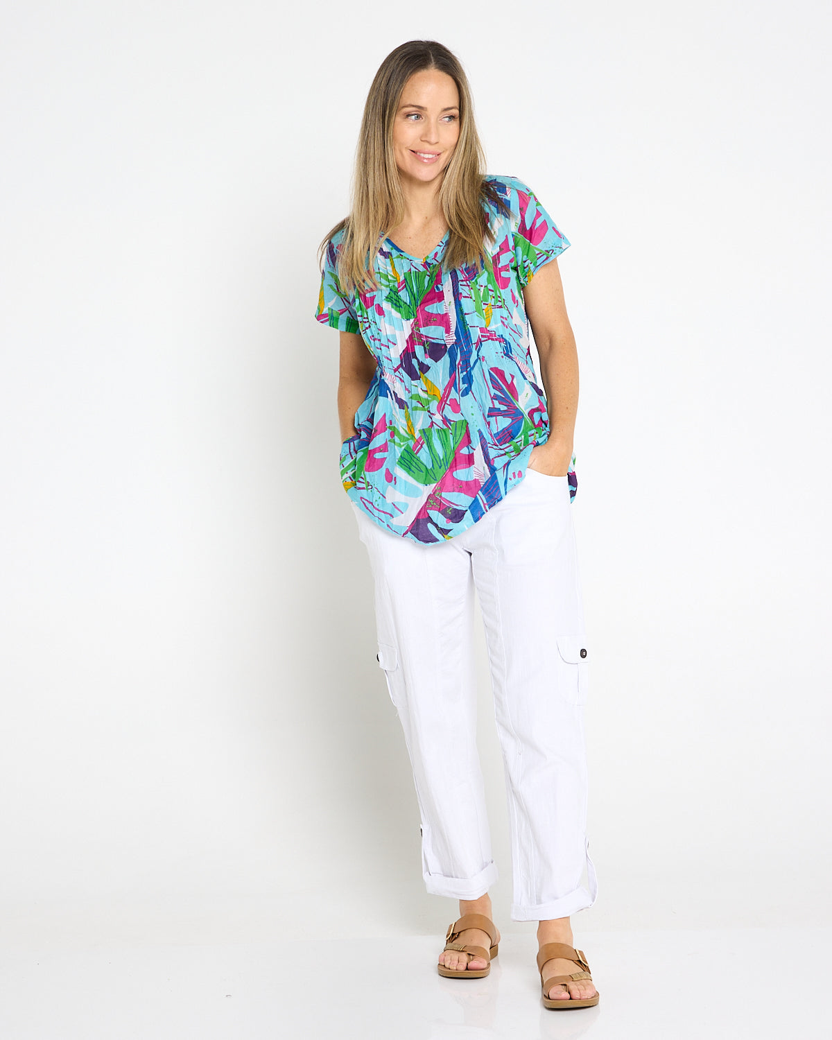 Issy Linen Blend Cargo Pants - White