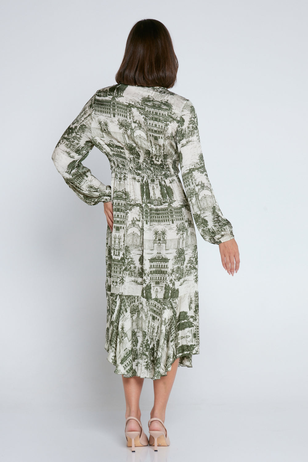 Jamalia Satin Dress - Ivory/Olive