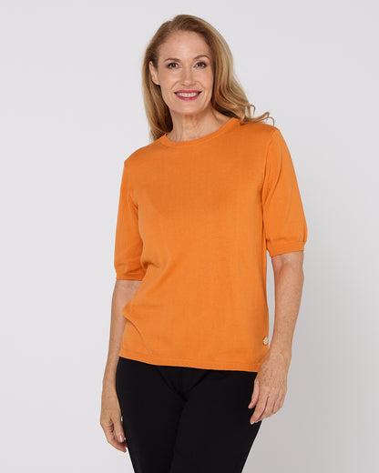 Avery Cotton Knit Tee - Orange