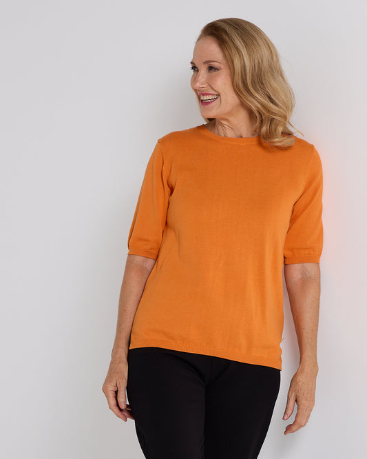 Avery Cotton Knit Tee - Orange