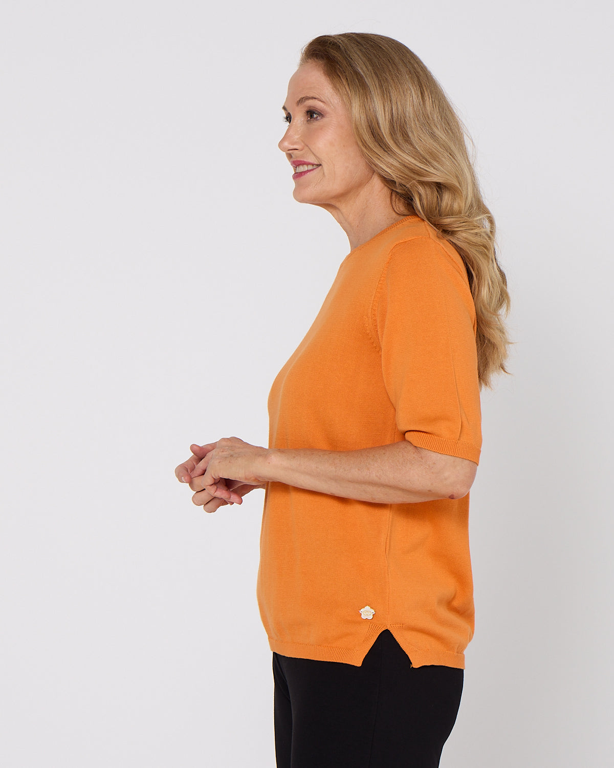 Avery Cotton Knit Tee - Orange