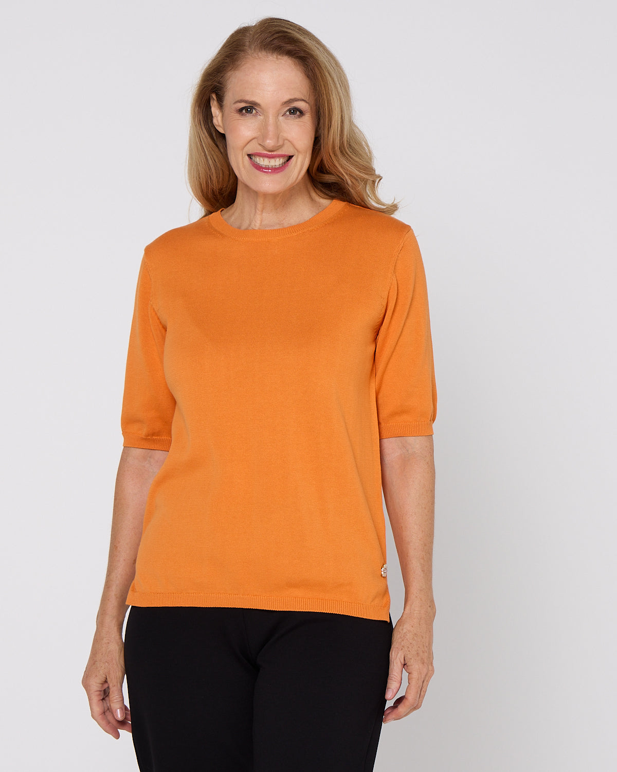 Avery Cotton Knit Tee - Orange