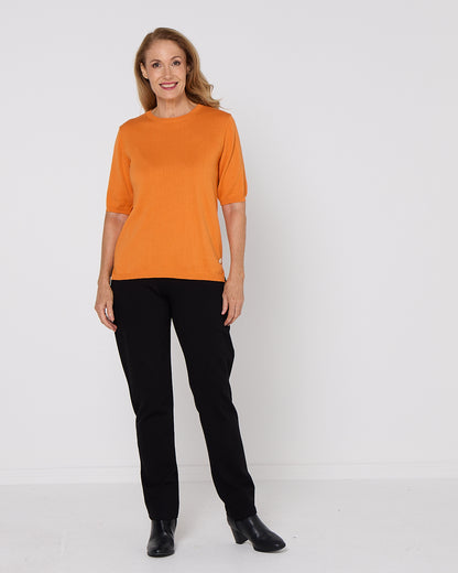Avery Cotton Knit Tee - Orange