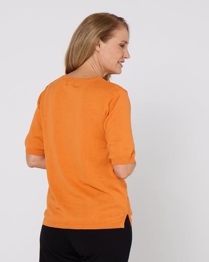 Avery Cotton Knit Tee - Orange