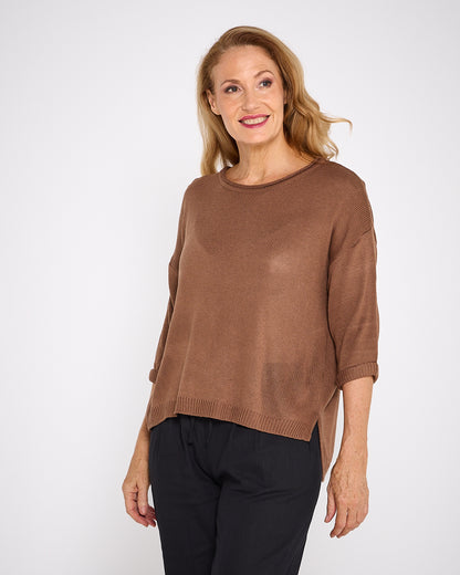 Byron Cotton Knit Top - Chocolate