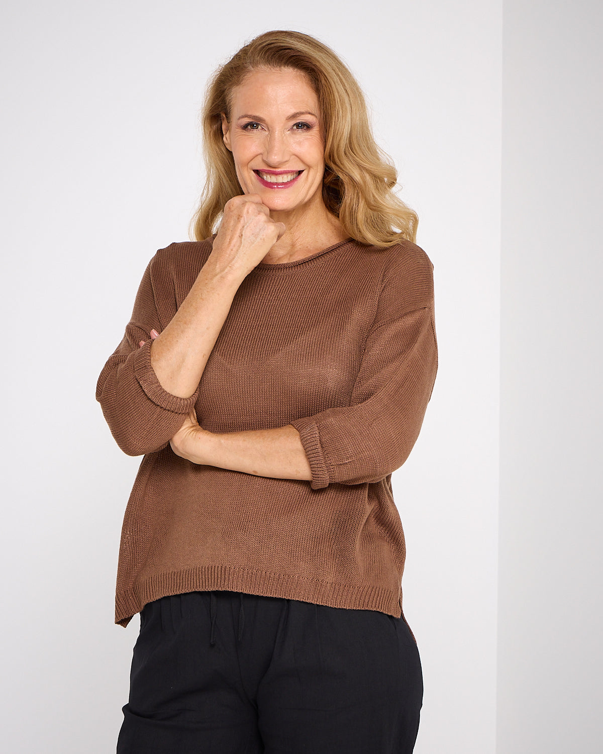 Byron Cotton Knit Top - Chocolate