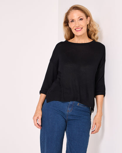 Byron Cotton Knit Top - Black