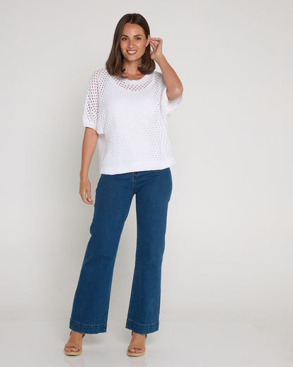 Joelle Summer Knit Top - White